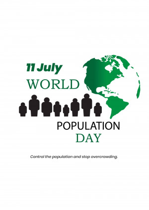 World Population Day graphic with globe and silhouettes of people