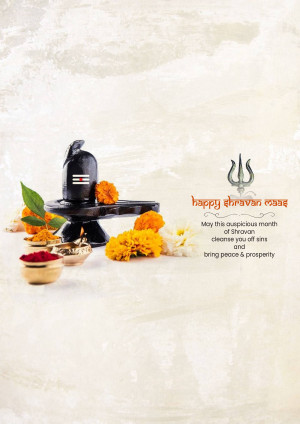 Shiva Lingam with marigold flowers for Shravan Maas