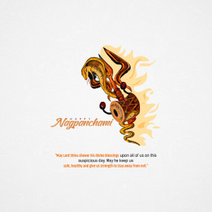 Illustration of a snake and a pot with flames, celebrating Nag Panchami