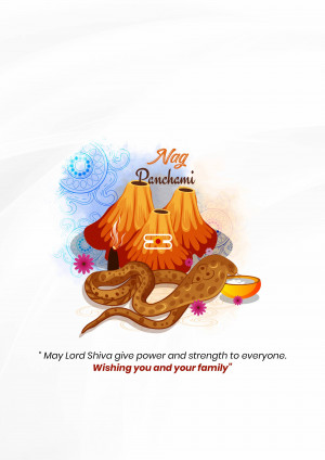Illustration of Nag Panchami with snake and oil lamps