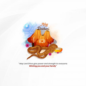 Illustration of a snake and oil lamps for Nag Panchami festival
