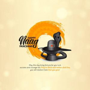 Naag Panchami greeting with Shiva Lingam and snake