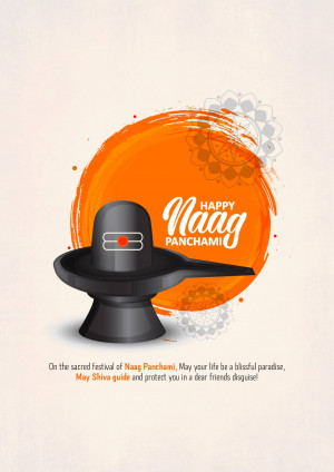 Illustration of a Shiva Lingam with Naag Panchami greetings