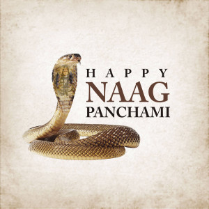 Image depicting a cobra and a devotee for Naag Panchami