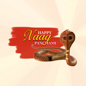 Image depicting a cobra and the text 'Happy Naag Panchami'