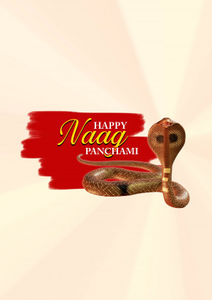 Image depicting a cobra and the text 'Happy Naag Panchami'