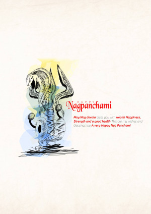 Illustration of a cobra with Nag Panchami greetings