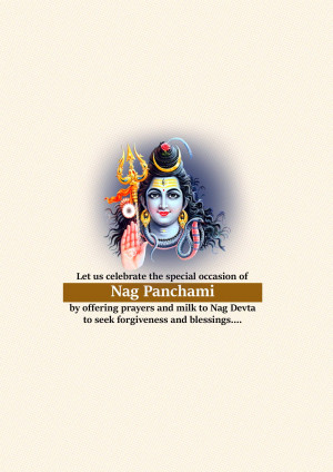 Image of Lord Shiva and a snake with Nag Panchami text