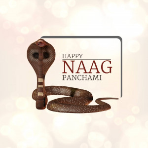 Illustration of a cobra with the text 'Happy Naag Panchami'