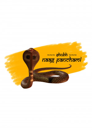 Illustration of a cobra with text 'Naag Panchami'