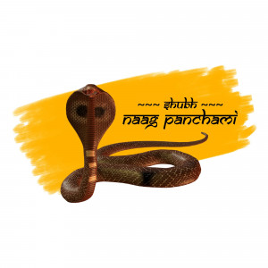 Illustration of a cobra with the text 'Shubh Naag Panchami'
