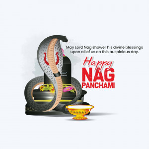 Illustration of a cobra coiled around a Shivling with a bowl of milk, celebrating Nag Panchami
