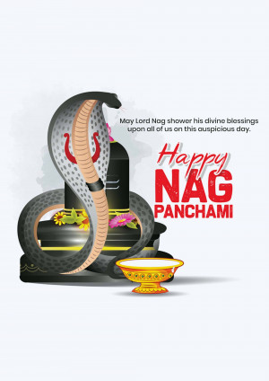 Illustration of a cobra coiled around a shivling with festive text