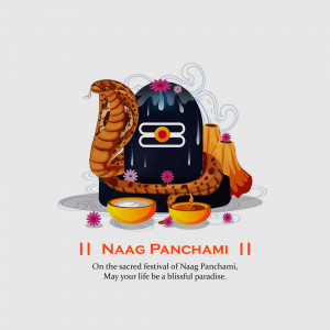 Illustration of Lord Shiva with a cobra and festive decorations for Naag Panchami
