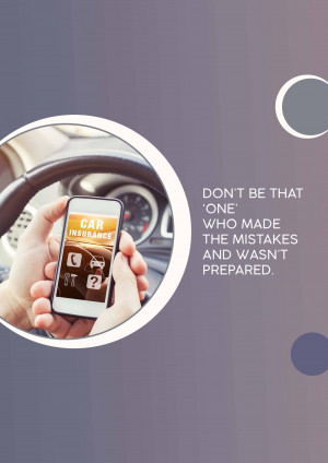 Person holding a smartphone displaying a car insurance app while sitting in a car.