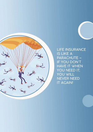Illustration of a parachute with people falling around it, representing the importance of life insurance.