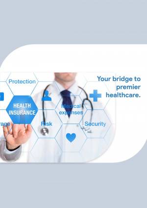 Doctor with a digital healthcare network overlay
