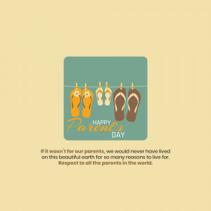 Illustration of flip-flops hanging on a line with 'Happy Parents Day' text.