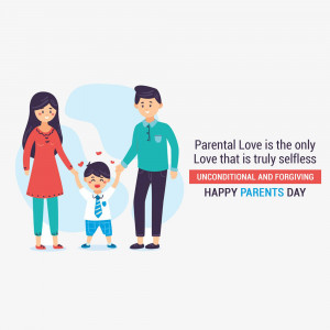 Illustration of a family with a child, celebrating Parents Day.