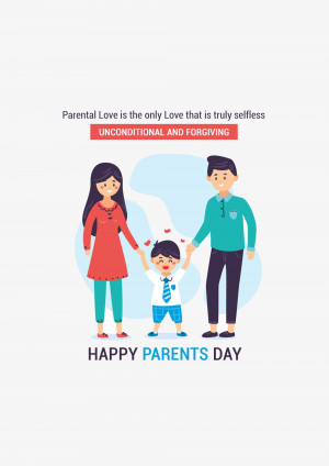 Illustration of a family with a mother, father, and son celebrating Parents Day.