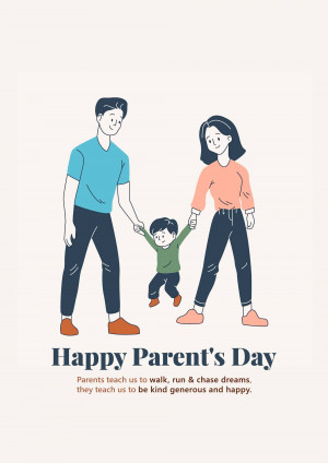 Illustration of a family with a father, mother, and son celebrating Parent's Day.