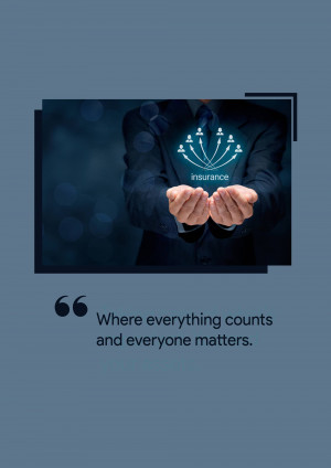 A businessman holding a glowing network of people icons representing insurance and growth.