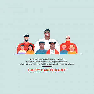 Illustration of diverse group of people with 'Happy Parents Day' text