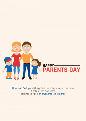 Illustration of a family with text 'Happy Parents Day'