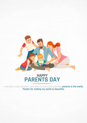 Illustration of a happy family celebrating Parents Day