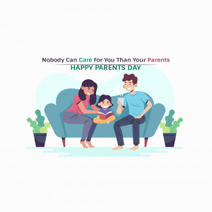 Illustration of a family celebrating Parents Day