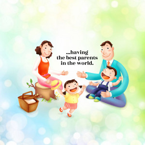 Illustration of a happy family enjoying time together outdoors.