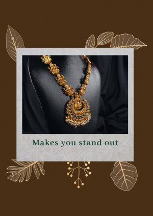 Close-up of a beautiful gold necklace with intricate detailing.