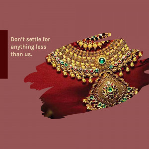 Close-up of ornate gold jewelry set with emerald accents on a red background