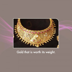 Close-up of a detailed gold necklace with red gemstones