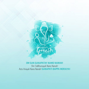 Watercolor illustration of Lord Ganesha with text 'Happy Ganesh Chaturthi'
