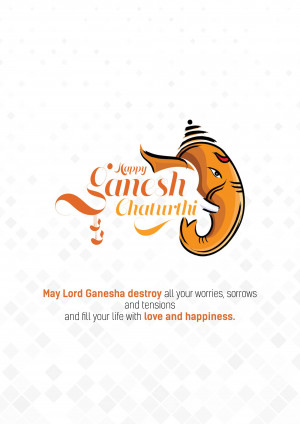 Illustration of Lord Ganesha with text 'Happy Ganesh Chaturthi'