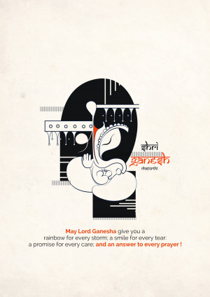 Graphic illustration of Lord Ganesha with a motivational quote.