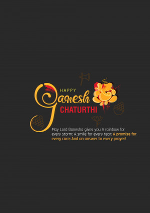Ganesh Chaturthi festive greeting with Lord Ganesha's name and sweets