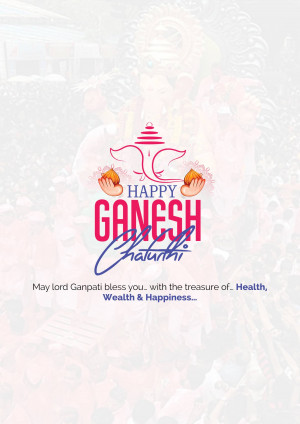 Happy Ganesh Chaturthi festive greeting card with Lord Ganesha imagery.