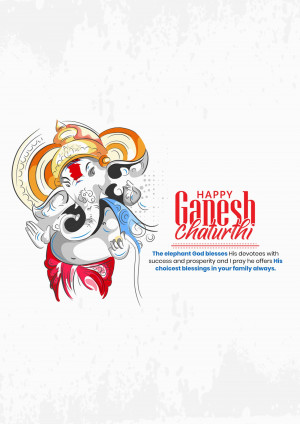 Illustration of Lord Ganesha with 'Happy Ganesh Chaturthi' text