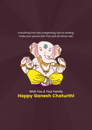 Illustration of Lord Ganesha with a motivational quote for Ganesh Chaturthi