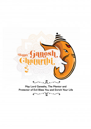 Illustration of Lord Ganesha with 'Happy Ganesh Chaturthi' text