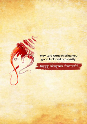 Illustration of Lord Ganesha's head with a festive greeting