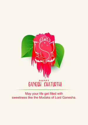 Ganesh Chaturthi greeting with Lord Ganesha and Modaks