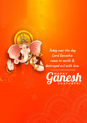 Lord Ganesha image with text 'Happy Ganesh Chaturthi'