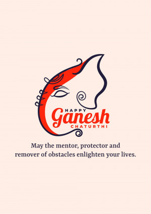 Ganesh Chaturthi greeting card with Lord Ganesha's face and a message.