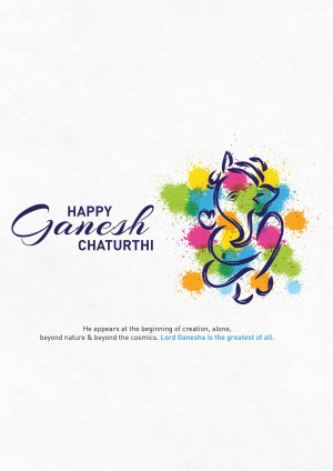 Ganesh Chaturthi greeting with colorful splash art