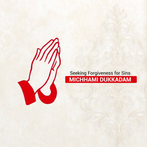 Praying hands with Michhami Dukadam text