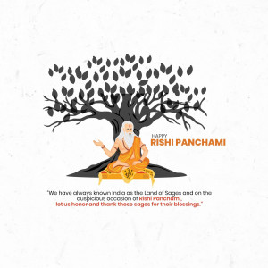 Illustration of a sage meditating under a tree for Rishi Panchami
