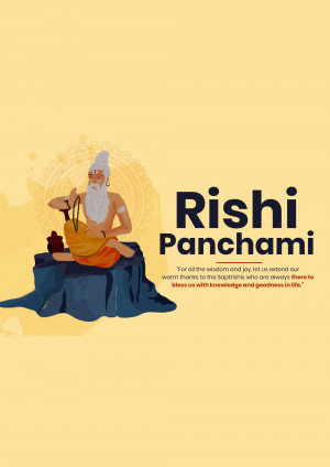 Illustration of a Rishi with text 'Rishi Panchami'